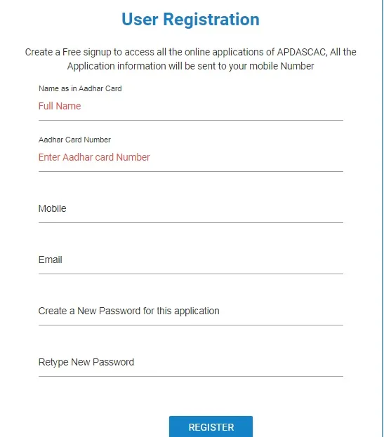user registration
