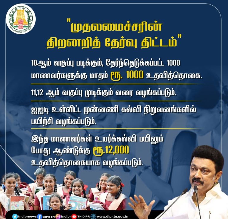 Tamil Nadu Thiranari Thervu Thittam Scheme 2024